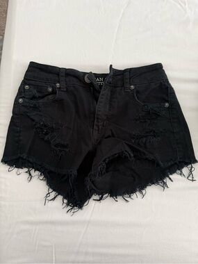 American Eagle Outfitters Black Distressed Denim Shorts